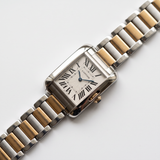 Cartier Tank Anglaise W5310046 (Quarz, Stahl, 30,2 × 22,7 mm, Gold/Stahl-Armband)