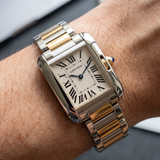 Cartier Tank Anglaise W5310046 (Quarz, Stahl, 30,2 × 22,7 mm, Gold/Stahl-Armband)