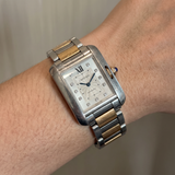Cartier Tank Anglaise WT100034, Large, Automatik, Stahl/Roségold, Diamant-Zifferblatt