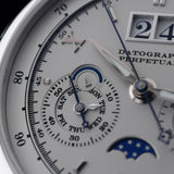 A. Lange & Söhne Datograph Perpetual, 950er Platin, ALS-Service 10/2024, Ref. 410.025E, B+P