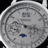 A. Lange & Söhne Datograph Perpetual, 950er Platin, ALS-Service 10/2024, Ref. 410.025E, B+P