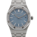 Audemars Piguet Royal Oak, 50th Anniversary, Ice Blue Dial, Diamond Bezel, Ref. 15551ST.ZZ.1356ST.01, 2022, B+P