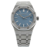 Audemars Piguet Royal Oak, 50th Anniversary, Ice Blue Dial, Diamond Bezel, Ref. 15551ST.ZZ.1356ST.01, 2022, B+P