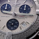 Breitling Colt Chronograph, White Dial, Lederarmband, Ref. A73380, 03-2010, mit Papieren