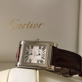 Cartier Tank Vis Dual Time, Weißgold, Lederarmband, Ref. W1534351, mit Box
