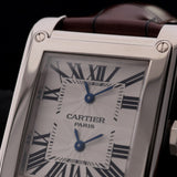 Cartier Tank Vis Dual Time, Weißgold, Lederarmband, Ref. W1534351, mit Box