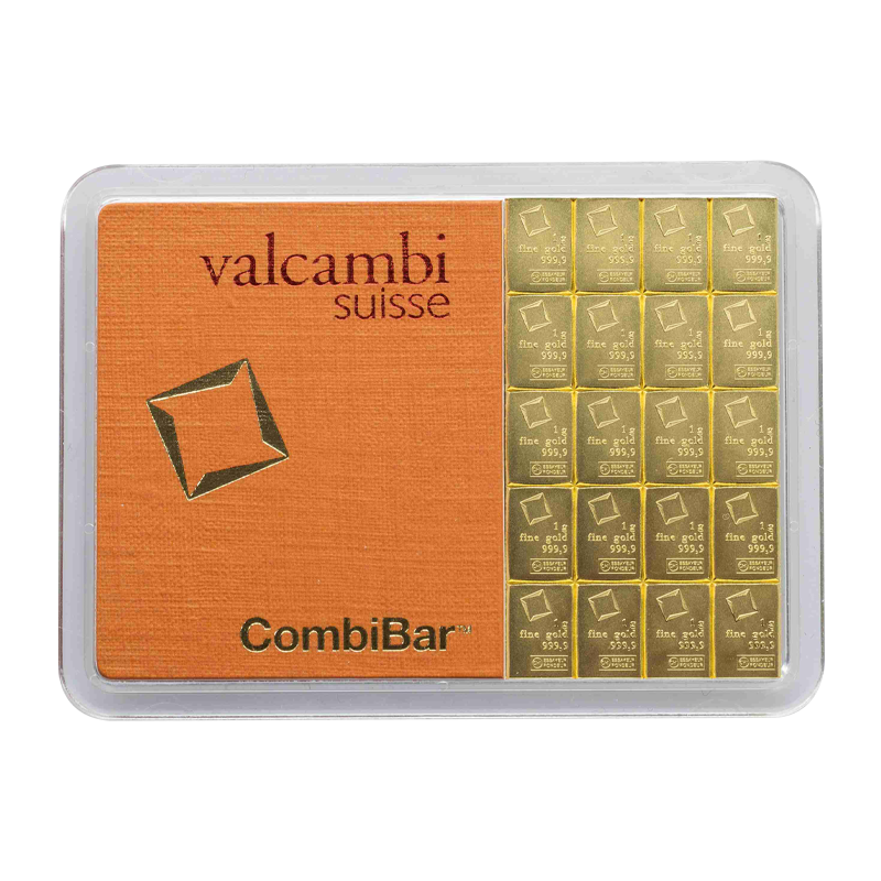 Combi bars - 20 g gold .9999 (20 x 1 g) Valcambi