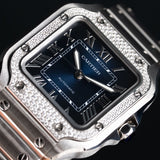 Santos de Cartier Blue Dial Diamond Bezel - W4SA0006