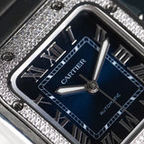 Santos de Cartier Blue Dial Diamond Bezel - W4SA0006