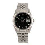 Datejust 36mm Factory Black Diamond Dial 1988 - 16234