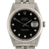 Datejust 36mm Factory Black Diamond Dial 1988 - 16234