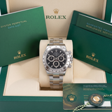 Rolex Cosmograph Daytona m116520-0015, Stahl, Automatik, schwarzes Zifferblatt