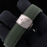 Patek Philippe Aquanaut, Jumbo, Weißgold, Grün, LC100, Ref. 5168G-010, 2024, B+P