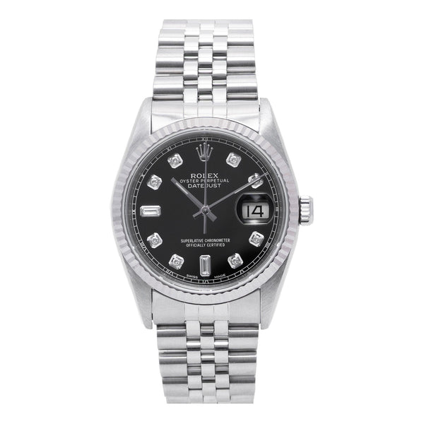 Datejust 36mm Black Baguette Diamond Dial 1990 - 16234