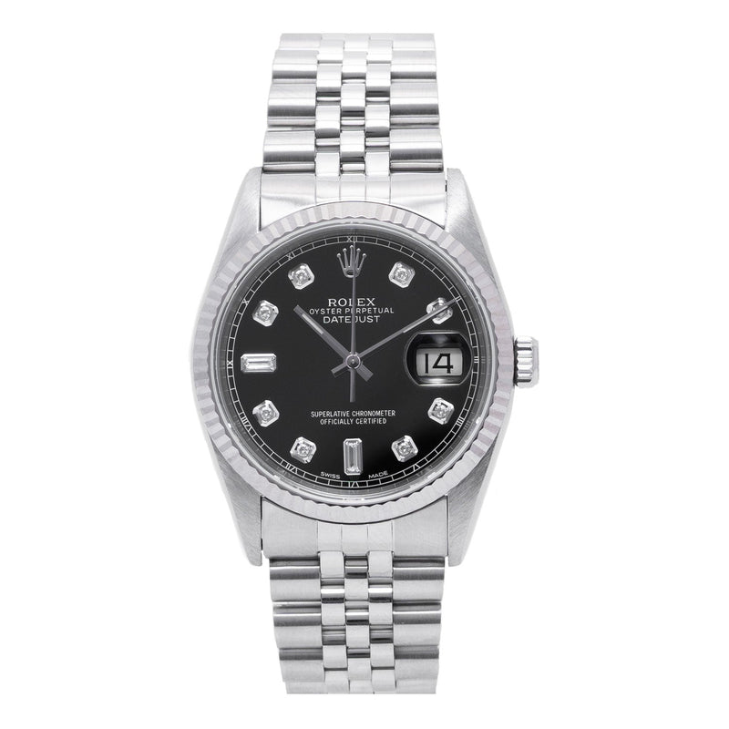 Datejust 36mm Black Baguette Diamond Dial 1990 - 16234