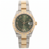 Rolex Datejust 31, Olivgrün, Diamantbesetzt, Ref. 278343RBR, 12-2021, B+P