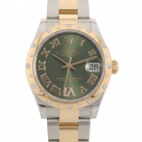 Rolex Datejust 31, Olivgrün, Diamantbesetzt, Ref. 278343RBR, 12-2021, B+P