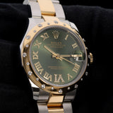 Rolex Datejust 31, Olivgrün, Diamantbesetzt, Ref. 278343RBR, 12-2021, B+P
