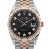 Rolex Datejust 36, Black Diamond Dial, Everose Gold, Jubilee, Ref. 126231, 10-2024, B+P