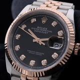 Rolex Datejust 36, Black Diamond Dial, Everose Gold, Jubilee, Ref. 126231, 10-2024, B+P