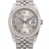 Rolex Datejust 36, Diamantlünette, Oyster, Ref. 116244, 02-2018, B+P