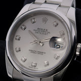 Rolex Datejust 36, Oyster, Silver Diamond Dial, LC100, Ref. 116200, 11-2016, B+P
