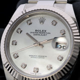 Rolex Datejust 41, Perlmutt Diamanten Zifferblatt, Oyster, Ref. 126334, B+P