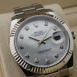 Rolex Datejust 41, Perlmutt Diamanten Zifferblatt, Oyster, Ref. 126334, B+P