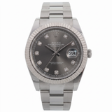 Rolex Datejust 41, Rhodium Brillant, Grau, Brillantbesetzt, Ref. 126334, B+P
