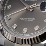 Rolex Datejust 41, Rhodium Brillant, Grau, Brillantbesetzt, Ref. 126334, B+P