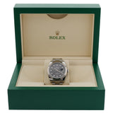 Rolex Datejust 41, Rhodium Brillant, Grau, Brillantbesetzt, Ref. 126334, B+P