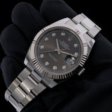 Rolex Datejust 41, Rhodium Brillant, Grau, Brillantbesetzt, Ref. 126334, B+P