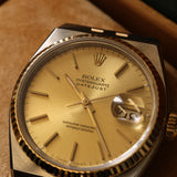 Rolex Datejust Oysterquarz, Gelbgold/Edelstahl, Champagner Dial, Ref. 17013, B+P