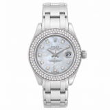 Rolex Datejust Pearlmaster, MOP Diamond, Perlmutt Diamant, Diamanten-Lünette, Weissgold, Ref. 80339, 11-2004, B+P