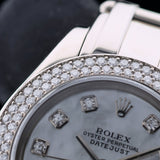 Rolex Datejust Pearlmaster, MOP Diamond, Perlmutt Diamant, Diamanten-Lünette, Weissgold, Ref. 80339, 11-2004, B+P