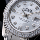 Rolex Datejust Pearlmaster, MOP Diamond, Perlmutt Diamant, Diamanten-Lünette, Weissgold, Ref. 80339, 11-2004, B+P