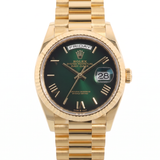 Rolex Day-Date 36, Gelbgold, Ombre Green Dial, Ref. 128238, 2025, B+P