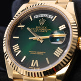 Rolex Day-Date 36, Gelbgold, Ombre Green Dial, Ref. 128238, 2025, B+P