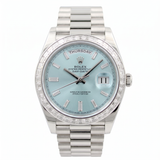 Rolex Day-Date 40, Platinum, Diamonds, Ref. 228396TBR, partially glued, B+P