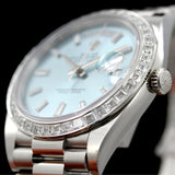 Rolex Day-Date 40, Platinum, Diamonds, Ref. 228396TBR, partially glued, B+P