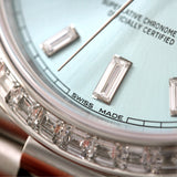 Rolex Day-Date 40, Platinum, Diamonds, Ref. 228396TBR, partially glued, B+P