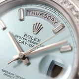 Rolex Day-Date 40, Platinum, Diamonds, Ref. 228396TBR, partially glued, B+P