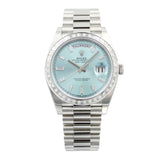Rolex Day-Date 40, Platinum, Diamonds, Ref. 228396TBR, partially glued, B+P