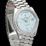 Rolex Day-Date 40, Platinum, Diamonds, Ref. 228396TBR, partially glued, B+P