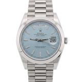 Rolex Day-Date 40, Platinum, Ice Blue Motif Dial, LC100, Ref. 228206, 11-2019, B+P