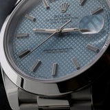 Rolex Day-Date 40, Platinum, Ice Blue Motif Dial, LC100, Ref. 228206, 11-2019, B+P