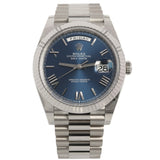 Rolex Day-Date 40, Weißgold, Blue Roman Dial, Ref. 228239, 2021, B+P