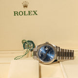 Rolex Day-Date 40, Weißgold, Blue Roman Dial, Ref. 228239, 2021, B+P