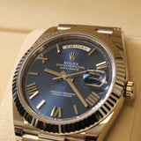 Rolex Day-Date 40, Weißgold, Blue Roman Dial, Ref. 228239, 2021, B+P