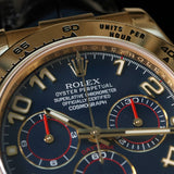 Rolex Daytona Blue Arabic Racing Dial, LC100, Erstkaufrechnung, Ref. 116518, 05-2017, B+P